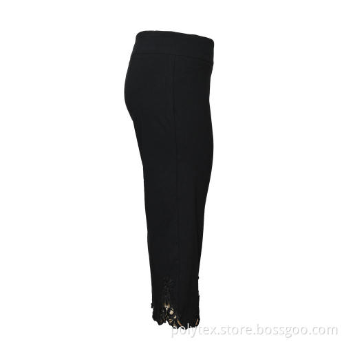 Ladies Millenium Crop Triangle Crochet Lace Leg Opening
